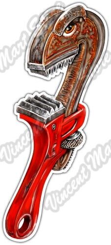 Angry Pipe Wrench Plumbing Plumber Tool Car Bumper Vinyl Sticker Decal 3\