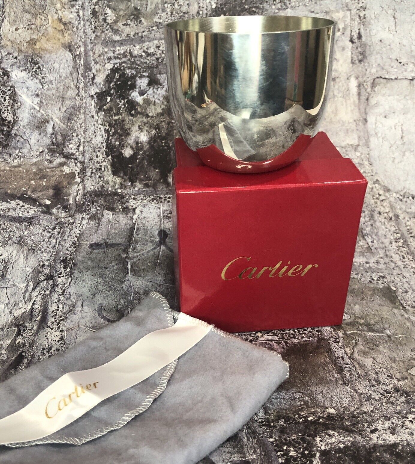 Vintage Cartier Cup Pewter With Box EUC