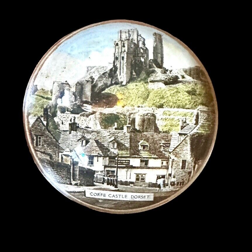 Vintage/Antique Corfe Castle Dorset Domed Glass Paperweight England UK Souvenir