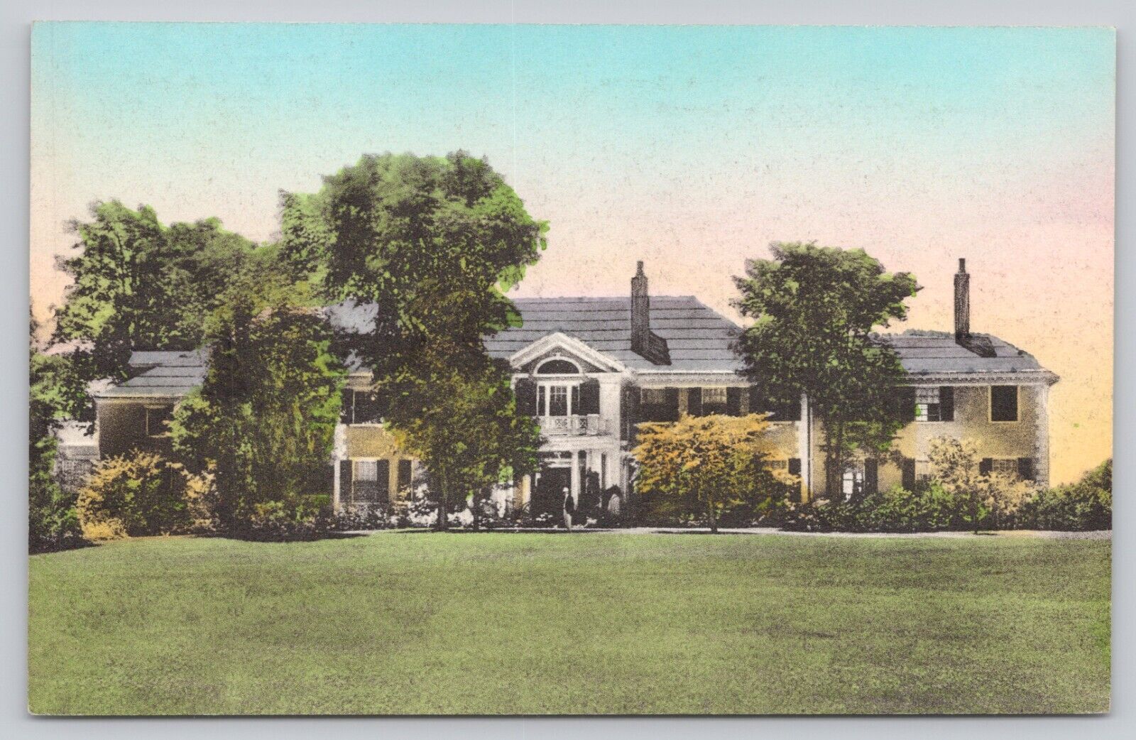Postcard Manchester VT Hildene Home of the Late Robert T Lincoln Hand Colored