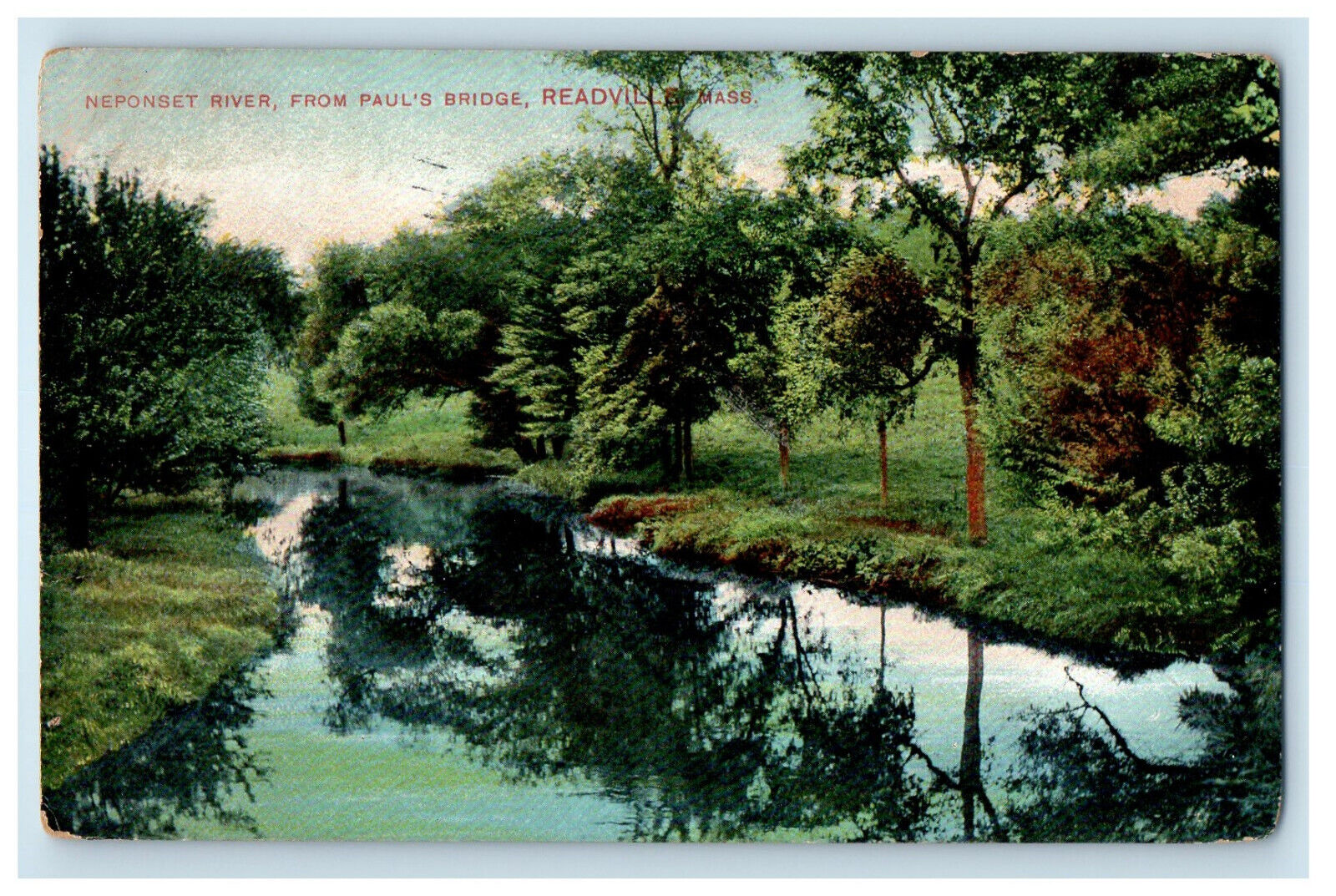 1908 Neponset River, From Paul\'s Bridge Readville Massachusetts MA Postcard
