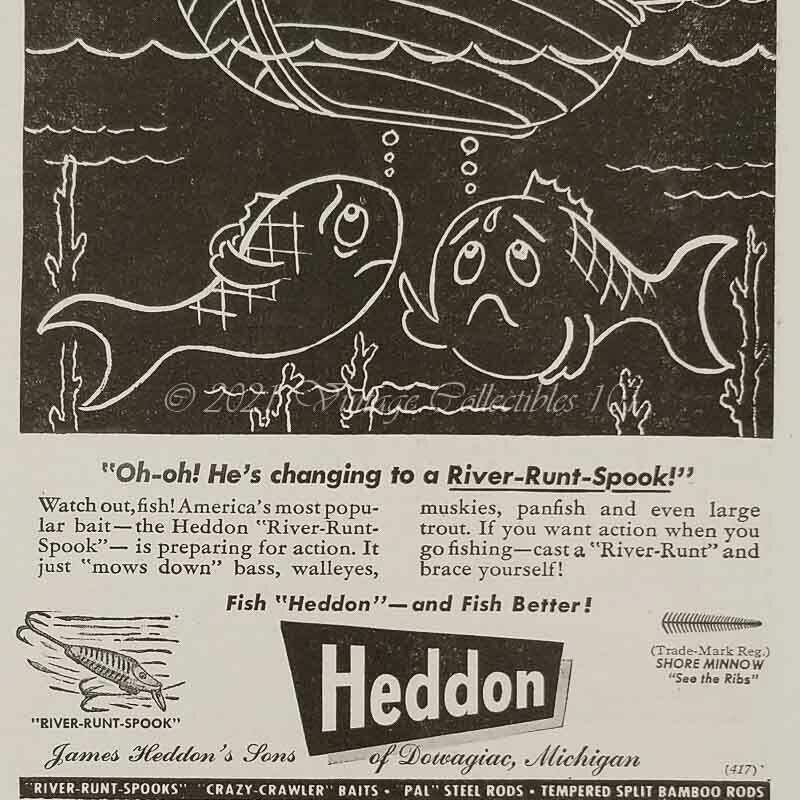 1946 Heddon River Runt Spook Shore Minnow Fishing Lures photo art decor print ad