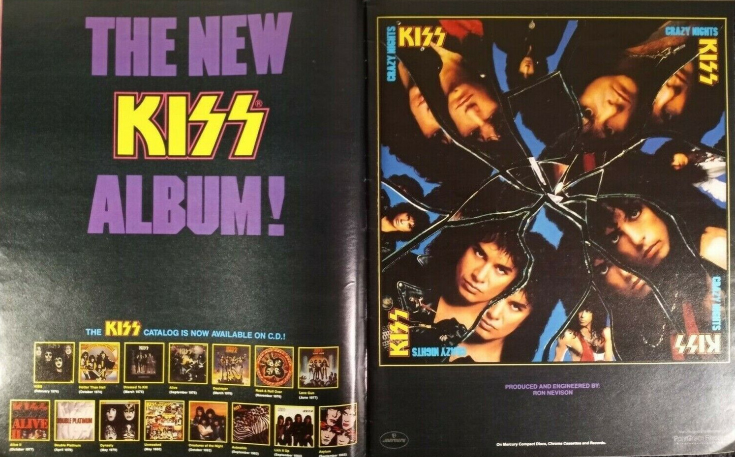 1987 PROMO AD KISS album catalogue ORIGINAL (UNFRAMED) PROMO AD