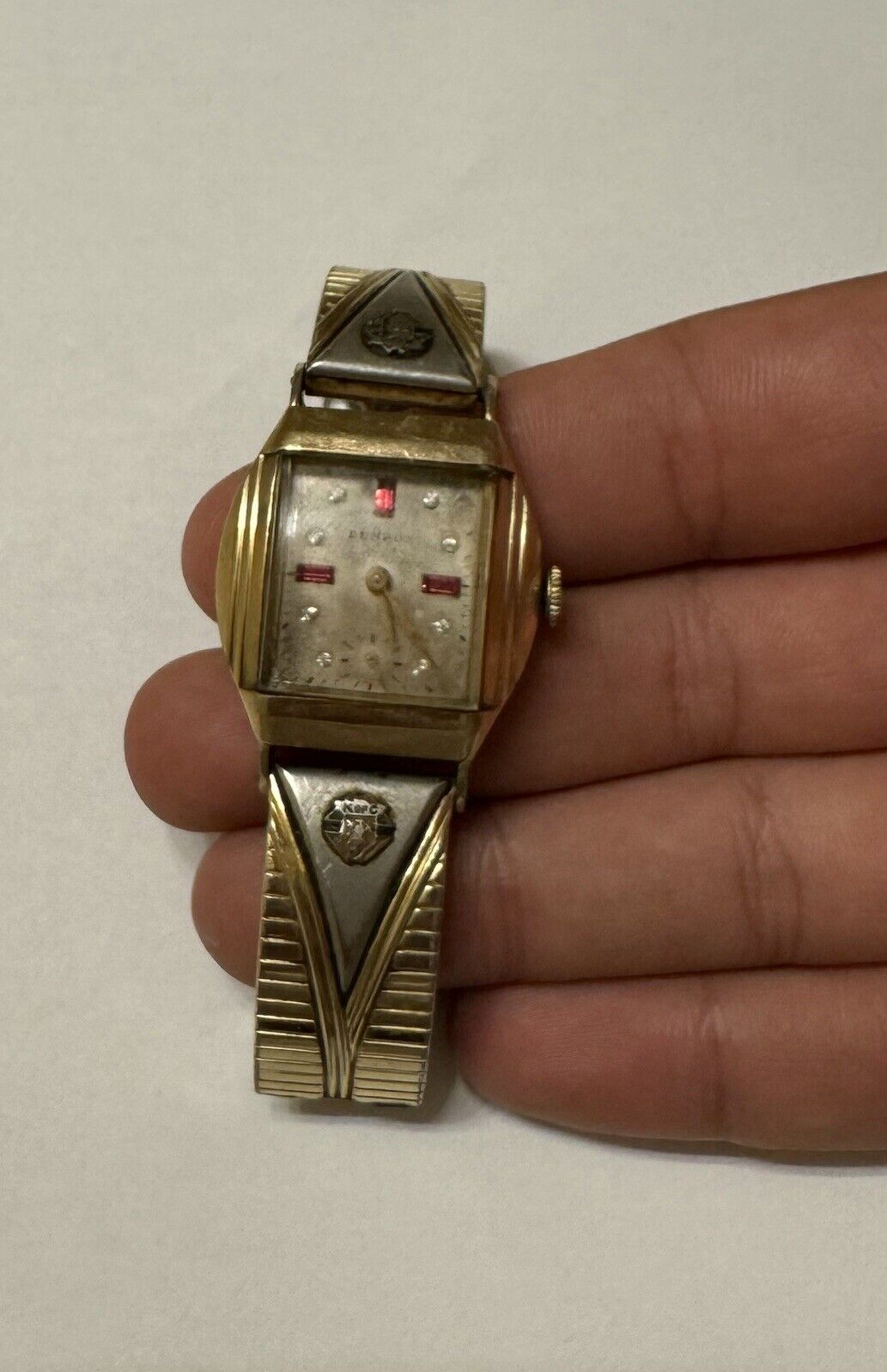 Knights Of Columbus - Benrus 10K Rolled Gold Plate Bezel With Ruby Needs Battery