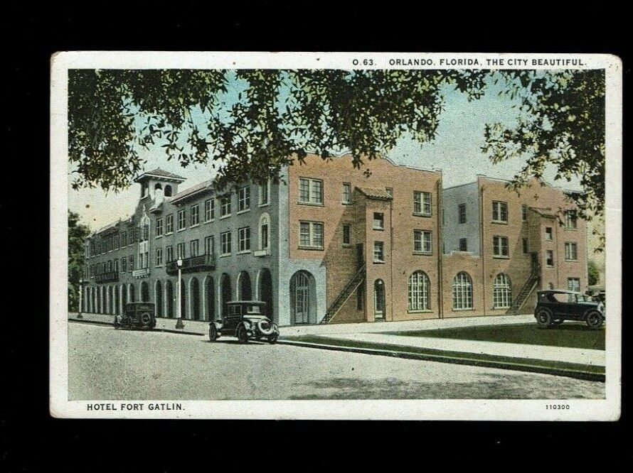 Orlando, FL Florida, THe City Beautiful, Hotel Fort Gatlin 1920\'s cars