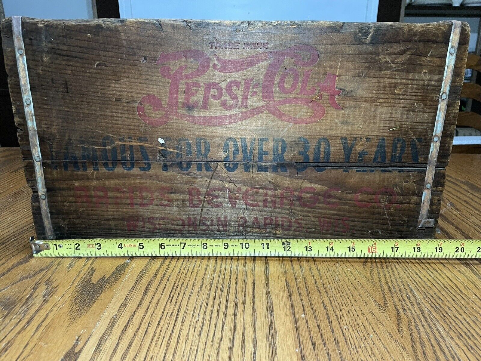 RARE 1929 Pepsi Cola Double Dot Wood Crate Rapids Beverage CO Wisconsin Rapids