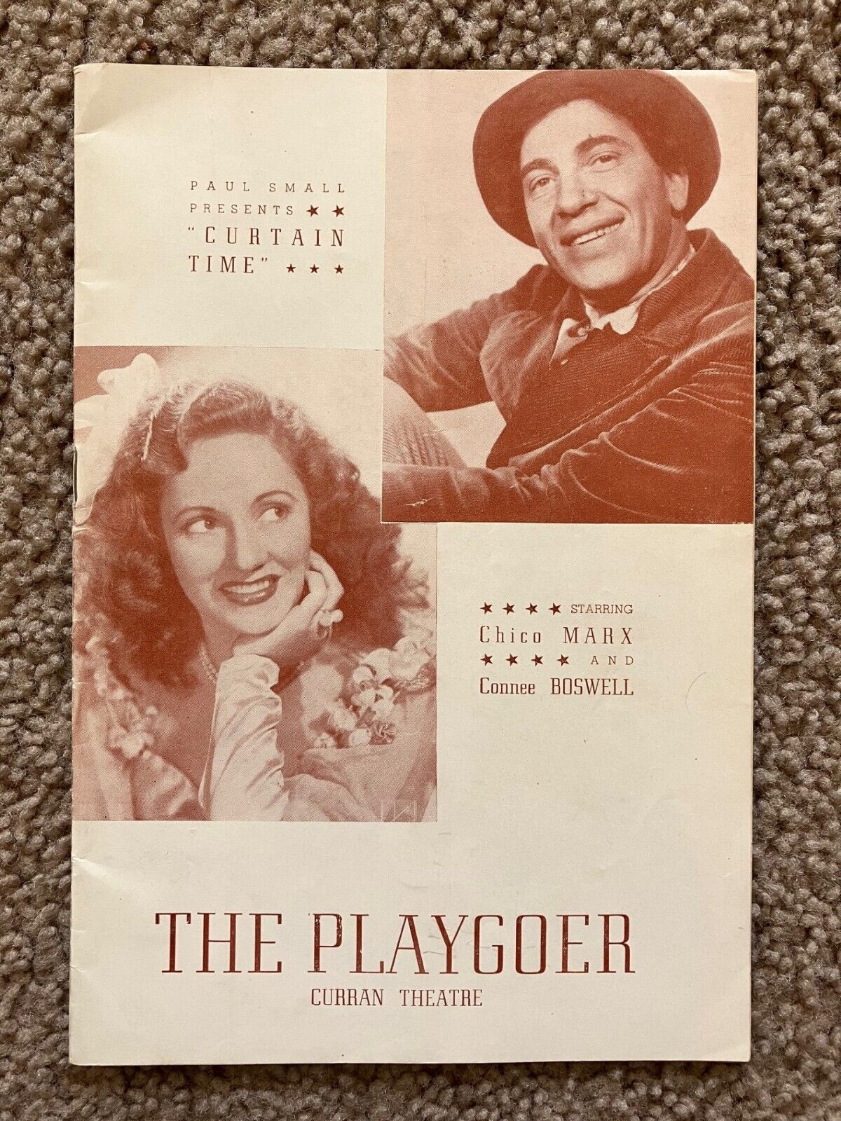 Vtg 1943 The Playgoer Curran Theater San Francisco CA Curtain Time Marx WW2 Era