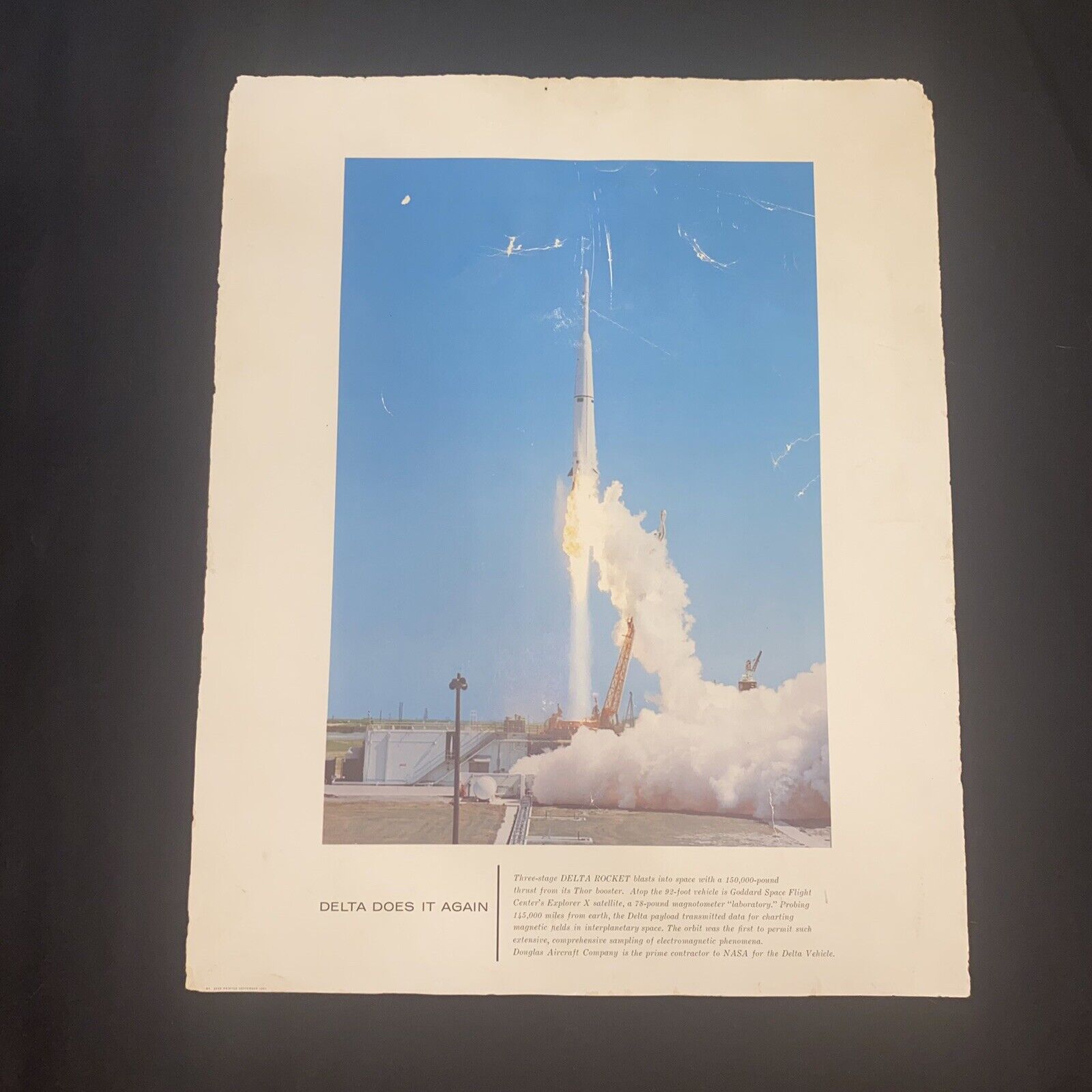 Vintage NASA Lockheed Martin Delta Three Stage Rocket Explorer X 10 Poster 16x20