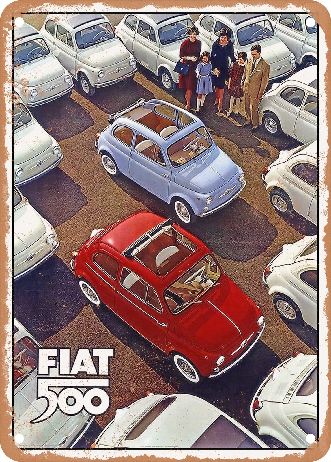 METAL SIGN - 1959 Fiat 500 Convertible Vintage Ad
