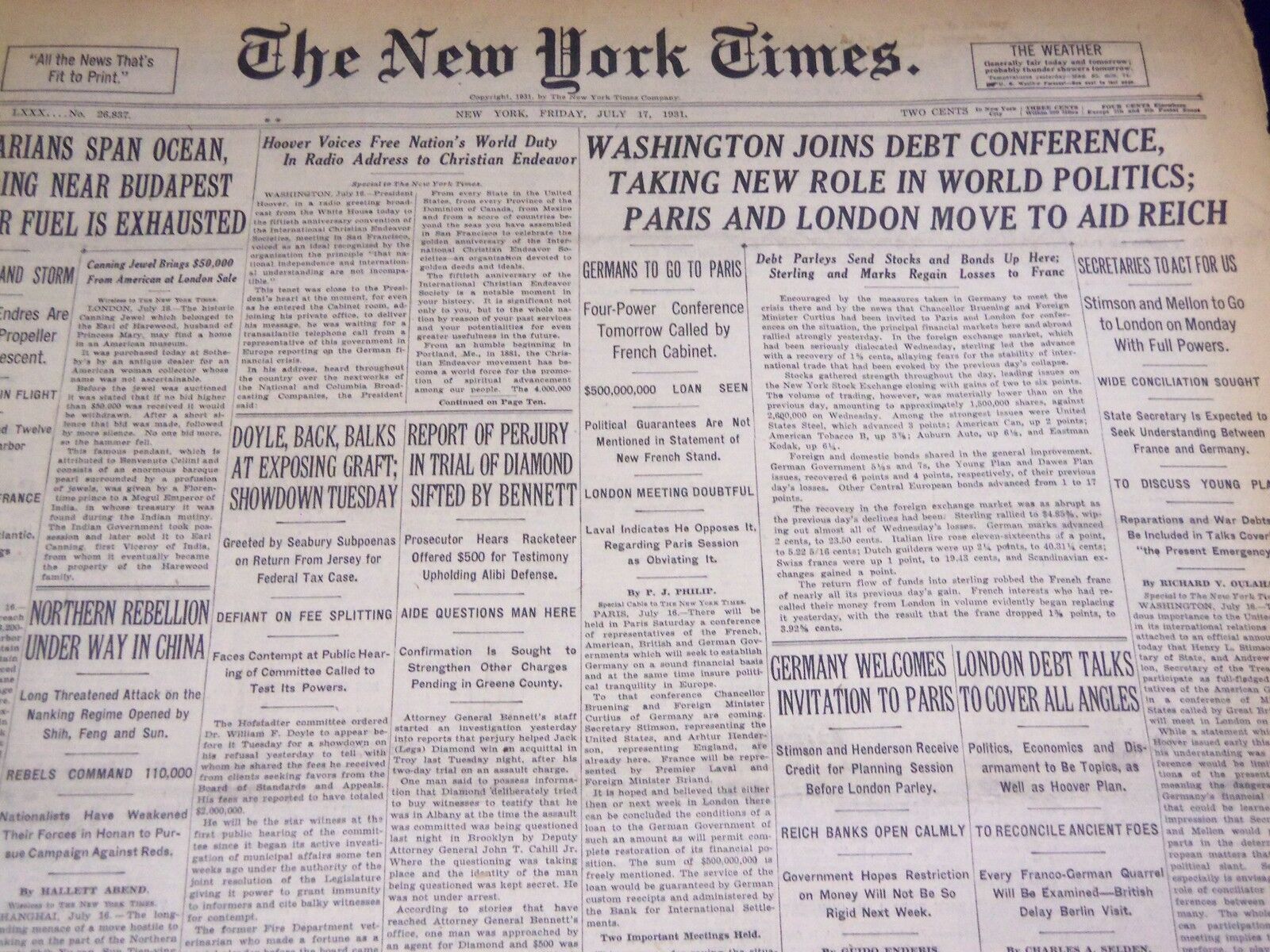 1931 JULY 17 NEW YORK TIMES - PERJURY IN DIAMOND TRIAL - NT 3937