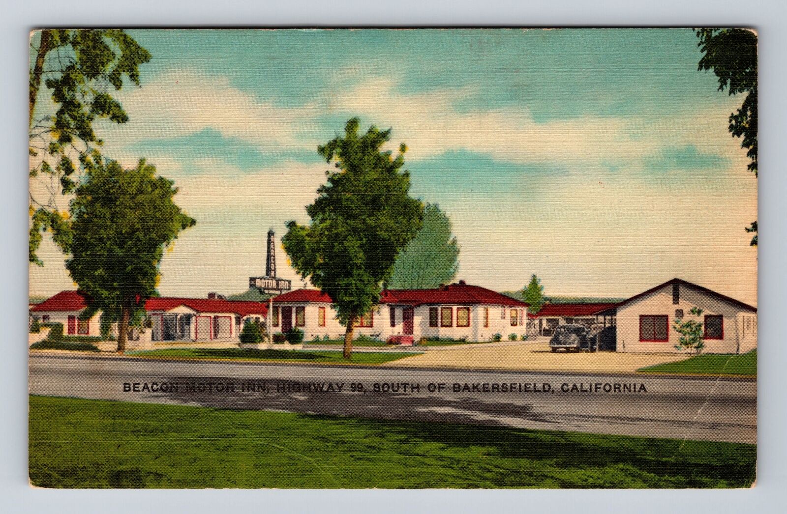 Bakersfield CA-California, Beacon Motor Inn, Advertising Vintage Postcard
