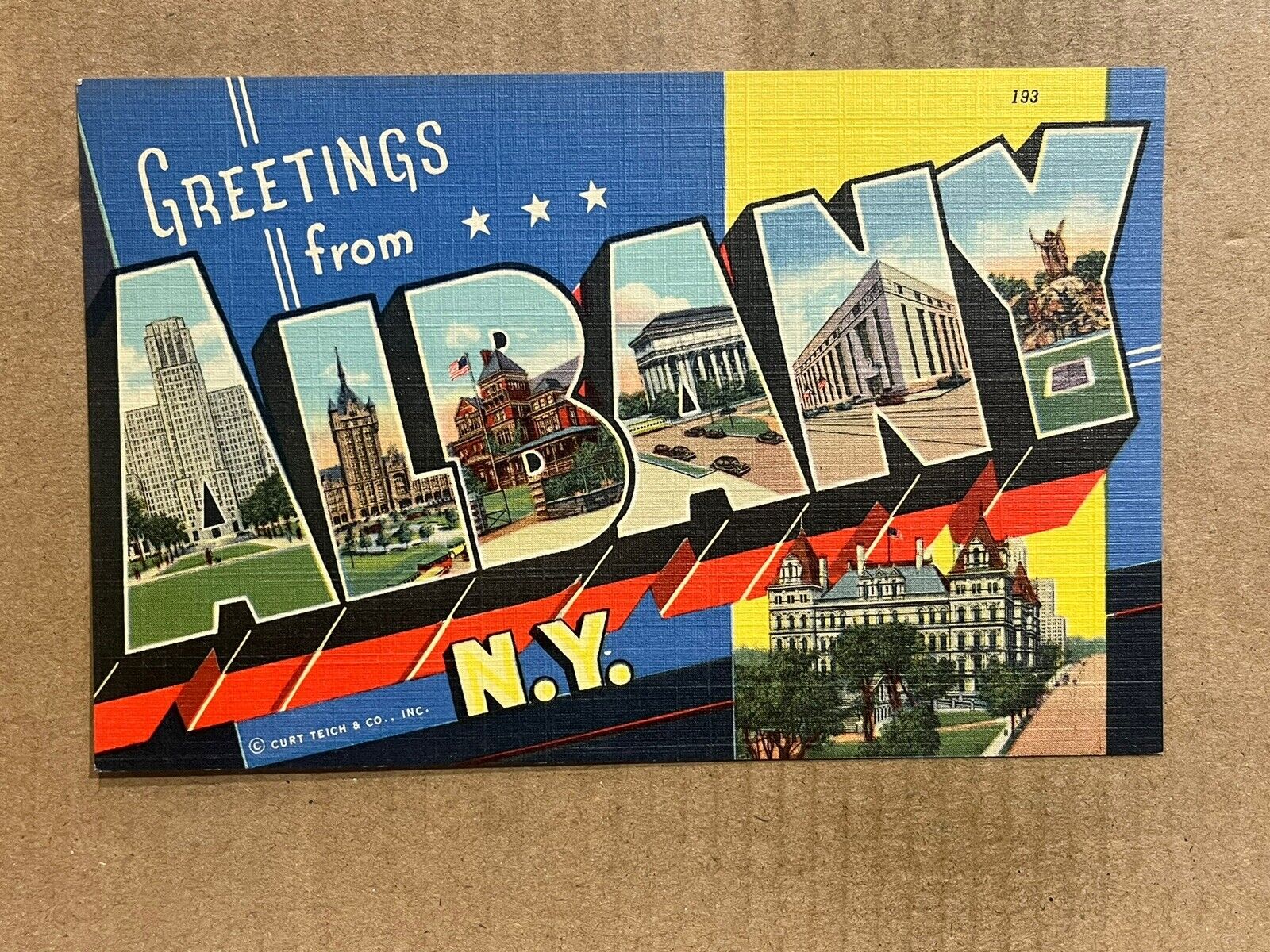 Postcard Albany NY New York Large Letter Greetings Vintage PC