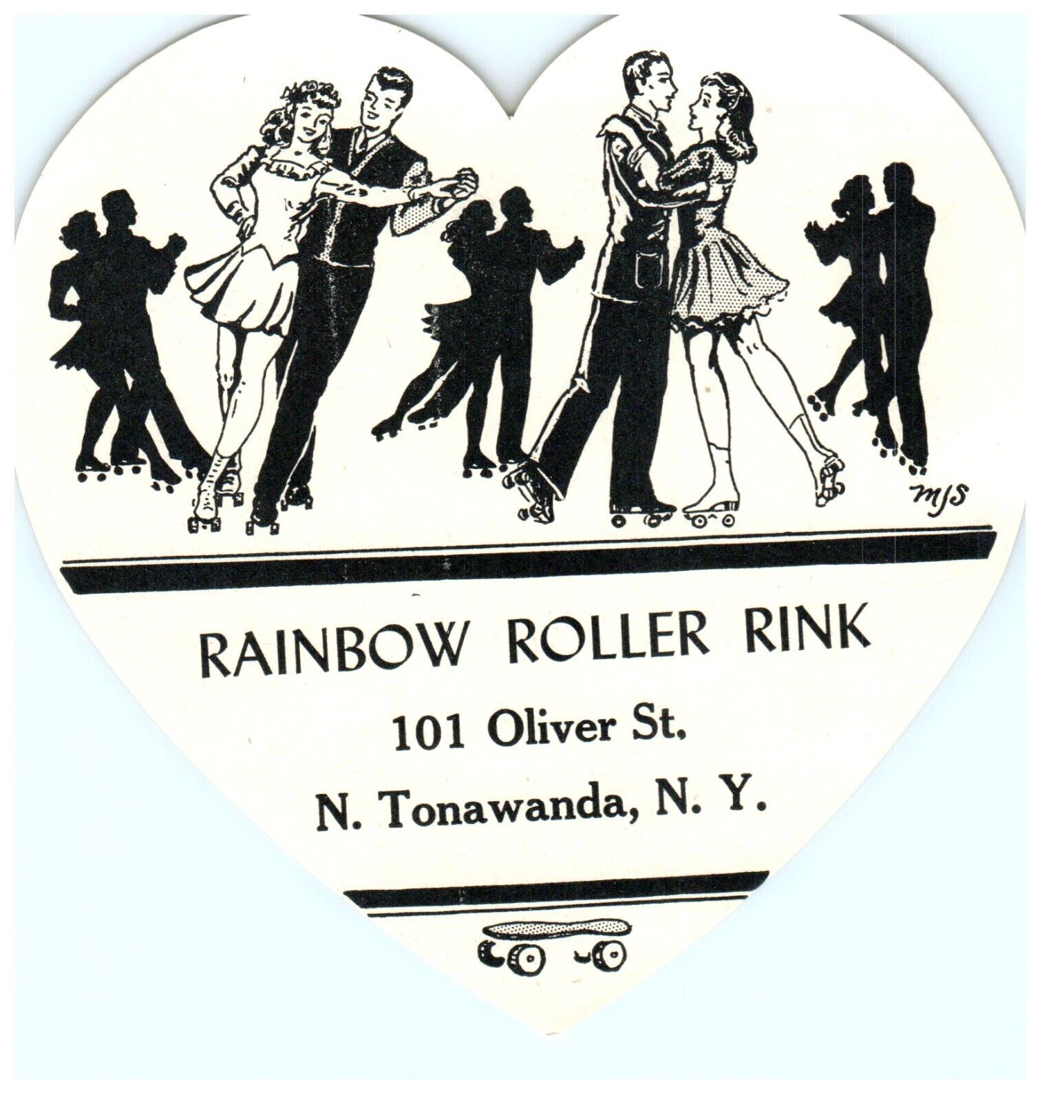Rare MJS Signed 1940s Roller Skating Rink Sticker N. Tonawanda NY s20