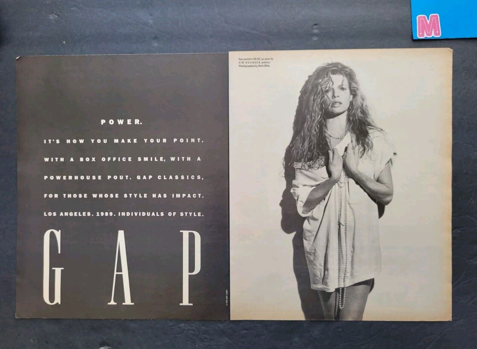 Kim Basinger Gap Promo 2 Page Print Advertisement Vintage 1989