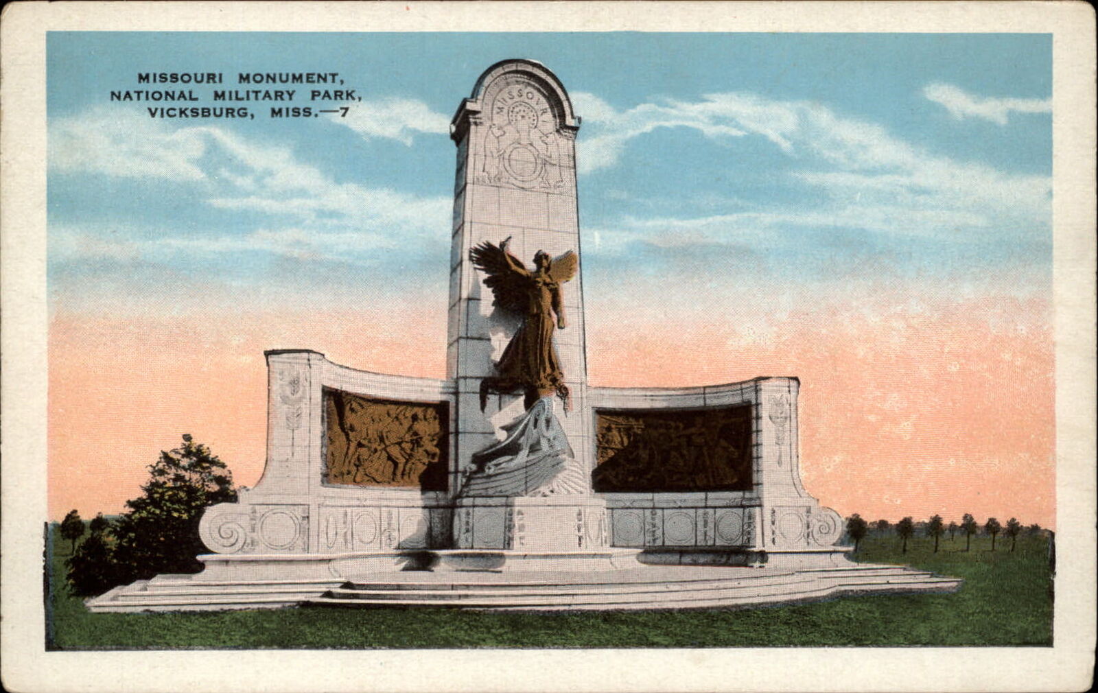 Vicksburg Mississippi ~ National Military Park ~ Missouri Monument ~ postcard