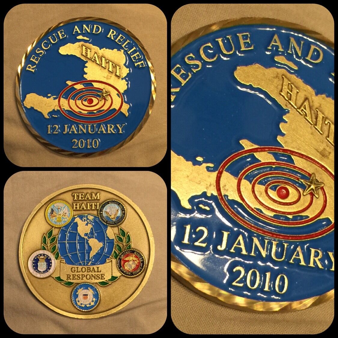 2010 TEAM HAITI RESCUE & RELIEF Global Response EARTHQUAKE 50mm CHALLENGE COIN