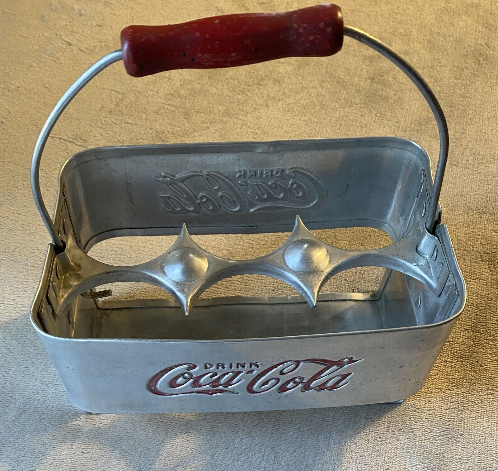 Vintage 1950's Aluminum Coca-Cola 6 1/2oz Bottle Carrier