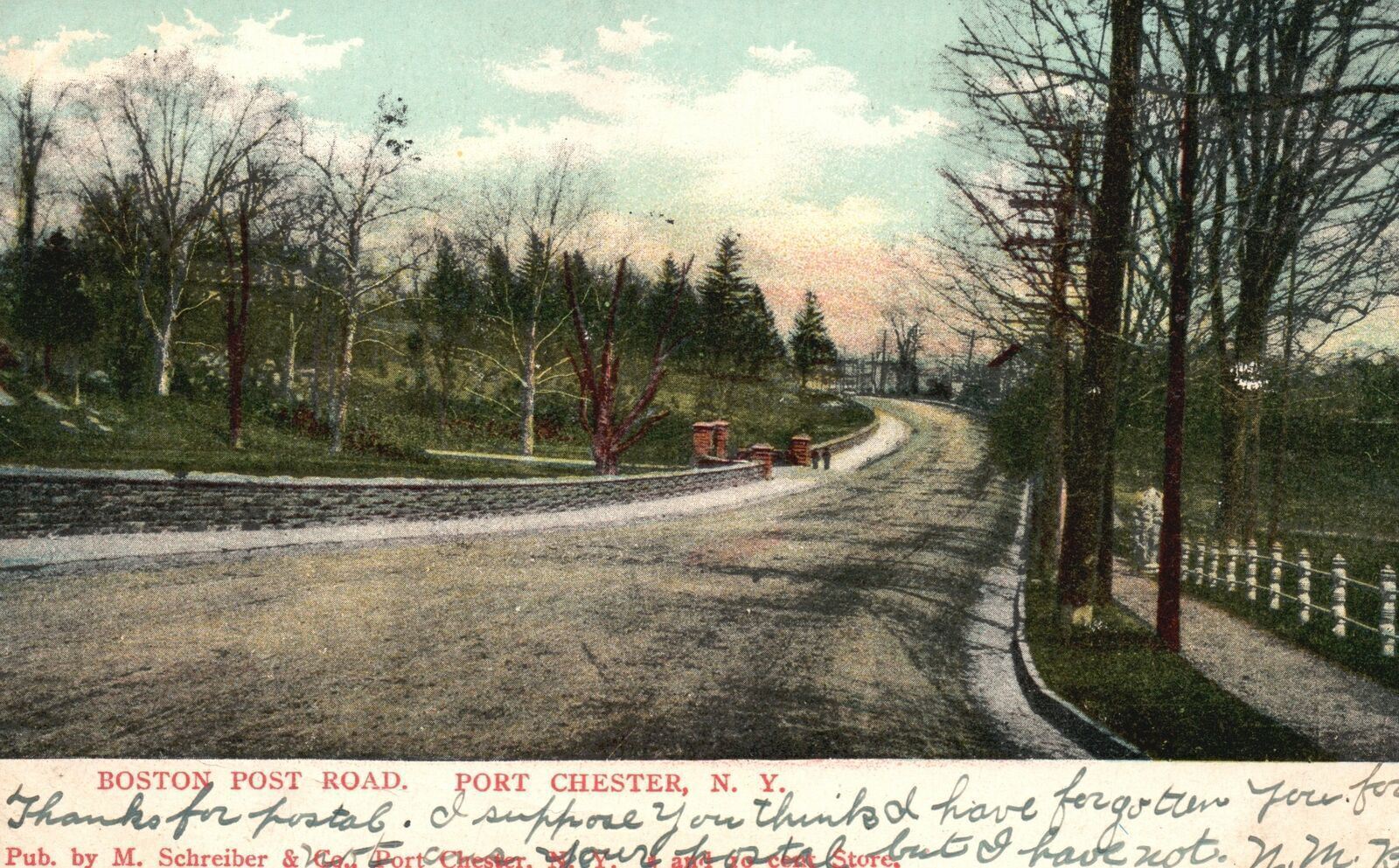 Vintage Postcard 1900\'s Boston Post Road Port Chester New York M. Schreiber & Co