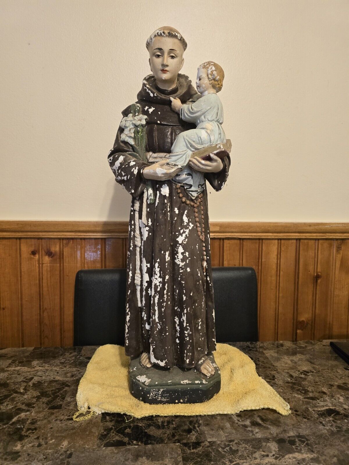 French antique Holy Anthony Of  Padua with Child.