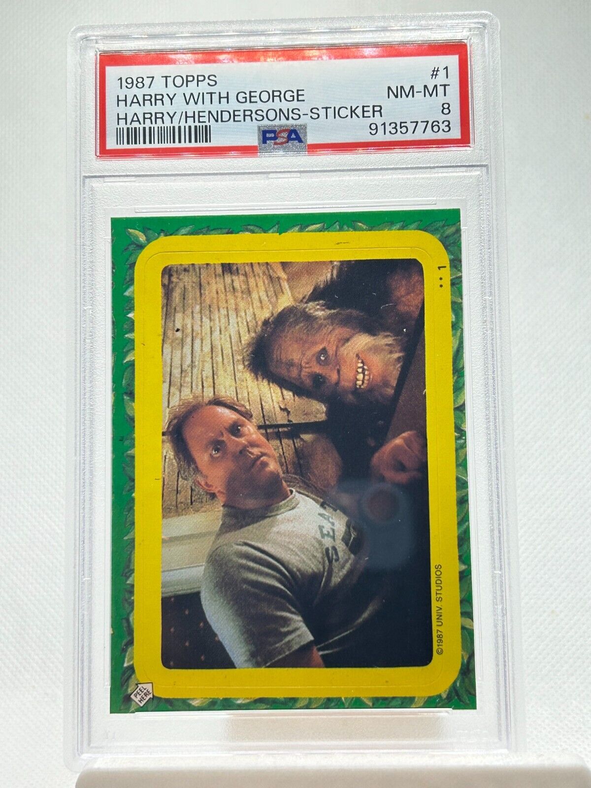 1987 Topps Harry & Hendersons Sticker with George - Pop 1 - PSA 8