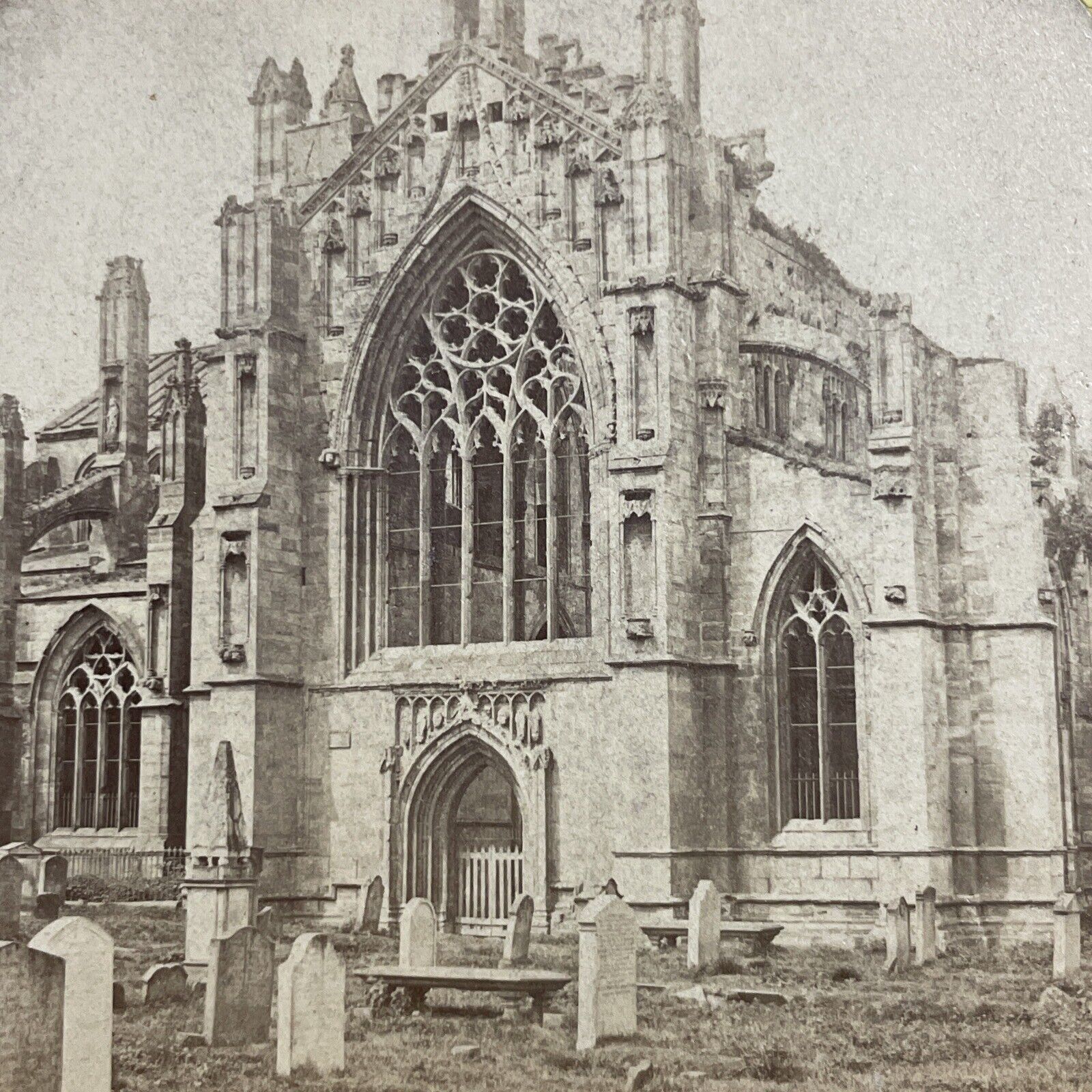 Antique 1870s Melrose Abbey Church Scotland Stereoview Photo Card P5203