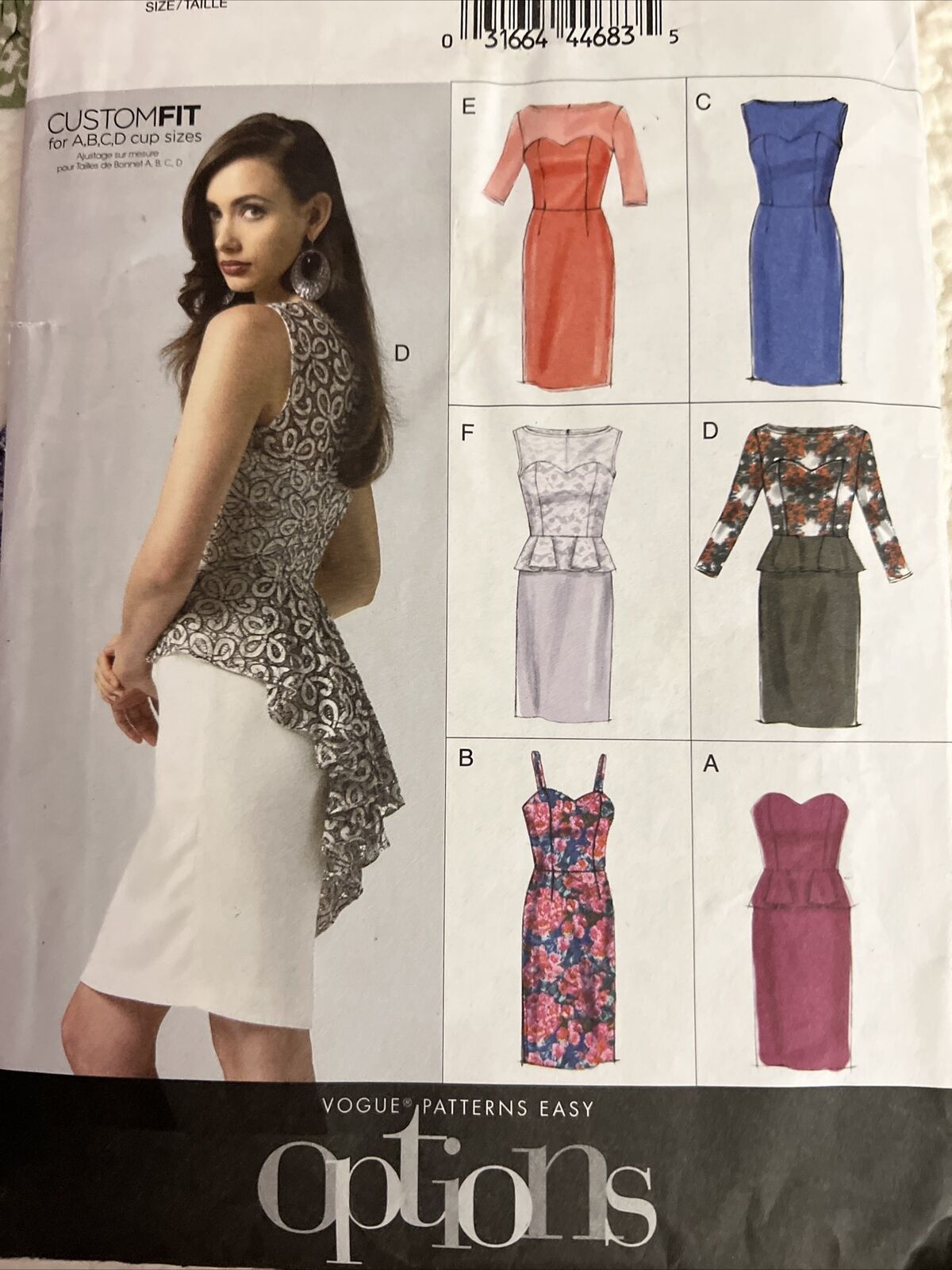 Vogue Pattern 8849 Fitted Dress Variations Peplum Easy Options Sz 6-14 Uncut