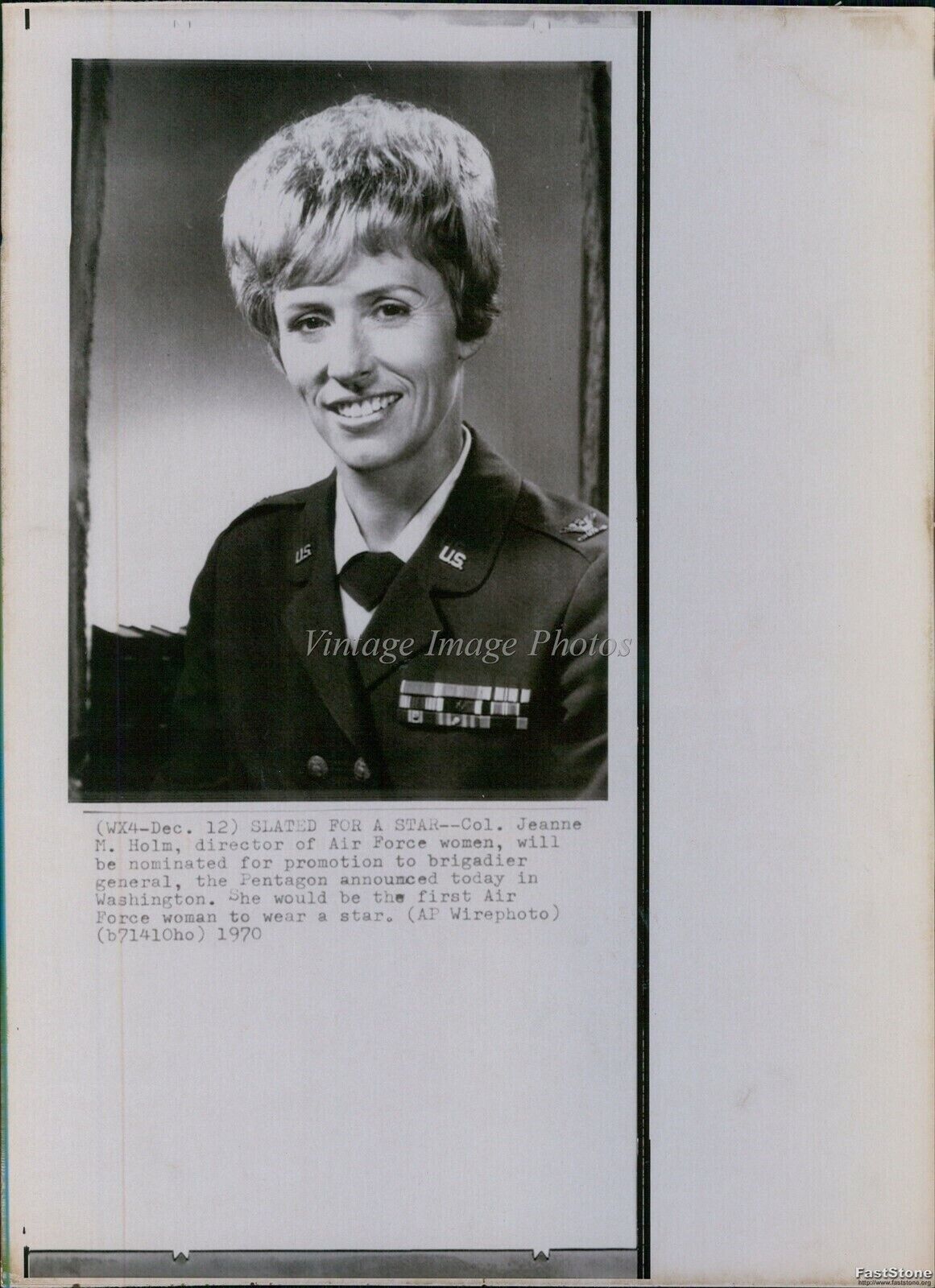 1970 Colonel Jeanne M Holm Promotion Brigadier General Military Wirephoto 8X10