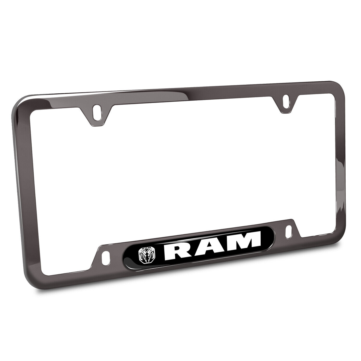 RAM 2019 up Black Insert Gunmetal Chrome Stainless Steel License Plate Frame