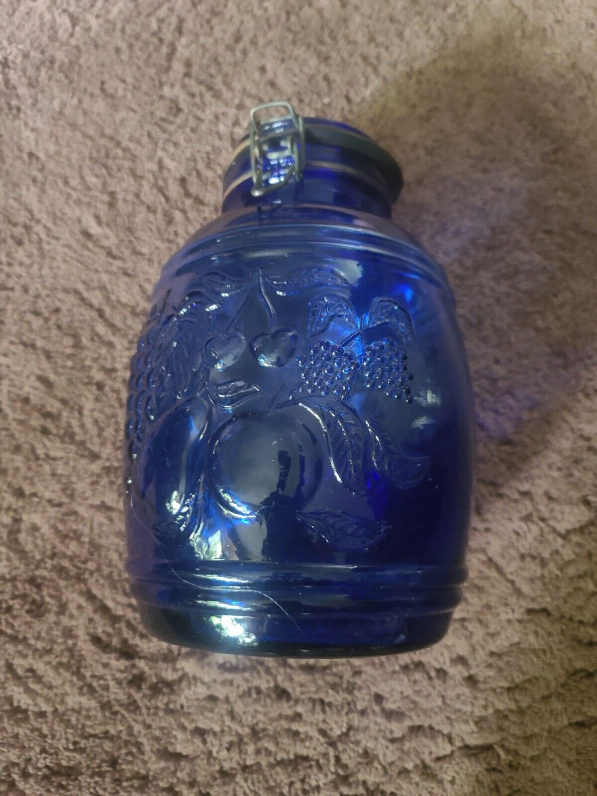 CASADIS MILANO BARIL DE FRUITS Vintage Cobalt Blue Glass Cookie Jar or Sealer