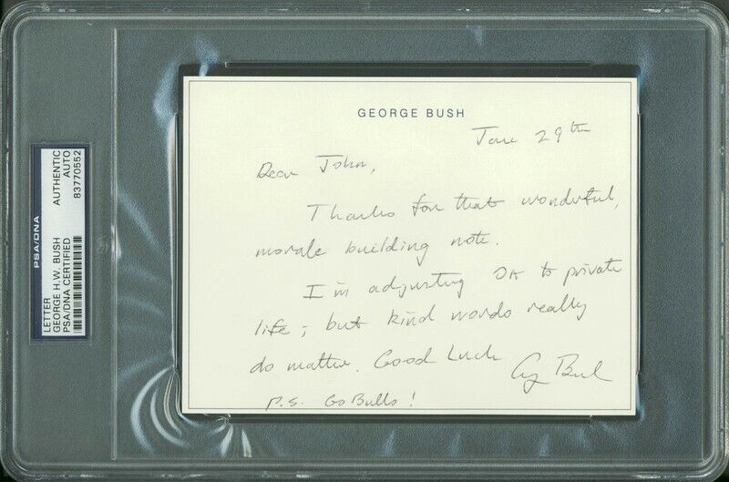 George H.W. Bush Authentic Signed 4.5X6 Hand Written Letter PSA/DNA Slabbed