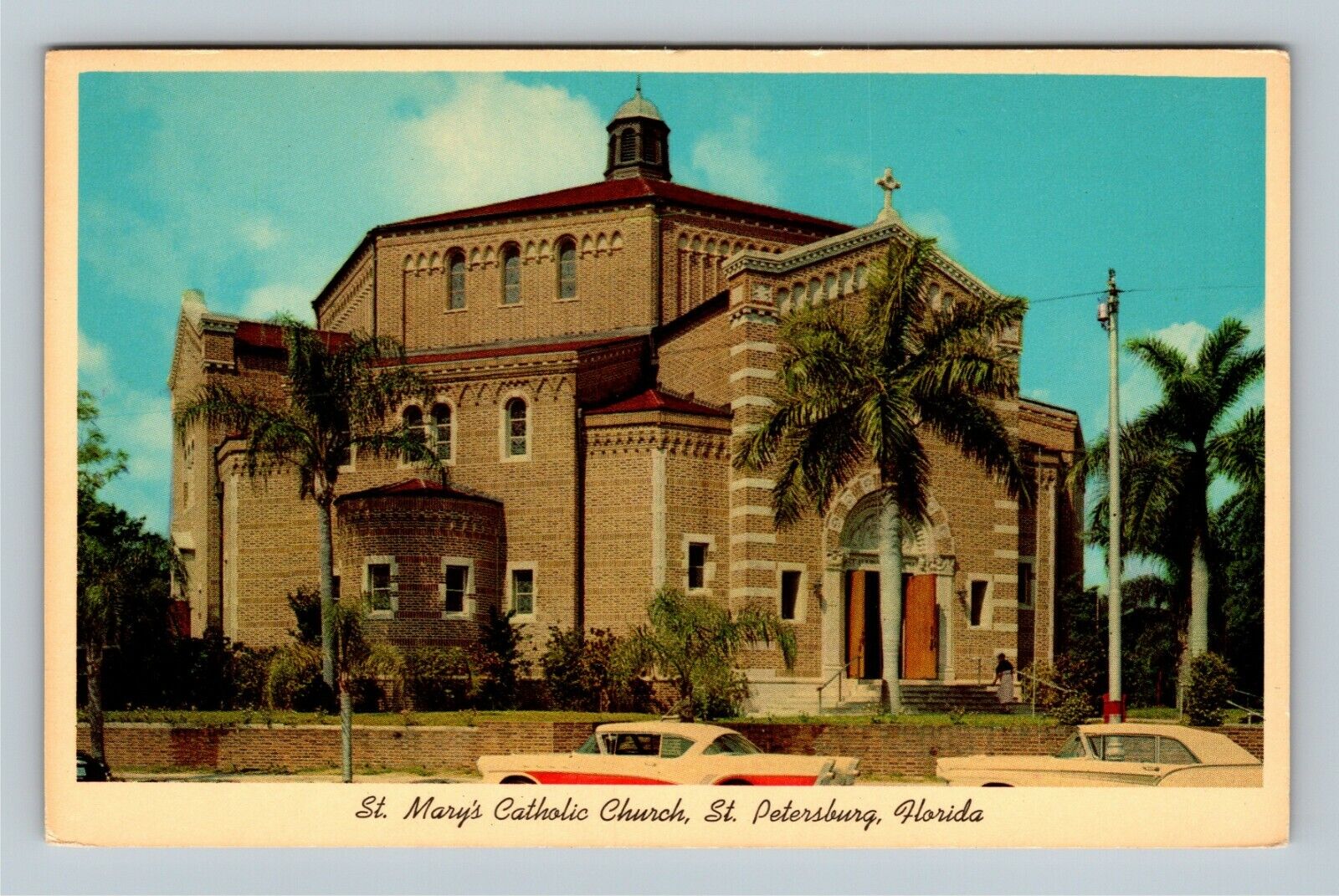 St Petersburg FL, St Mary\'s Catholic Church, Florida Vintage Postcard