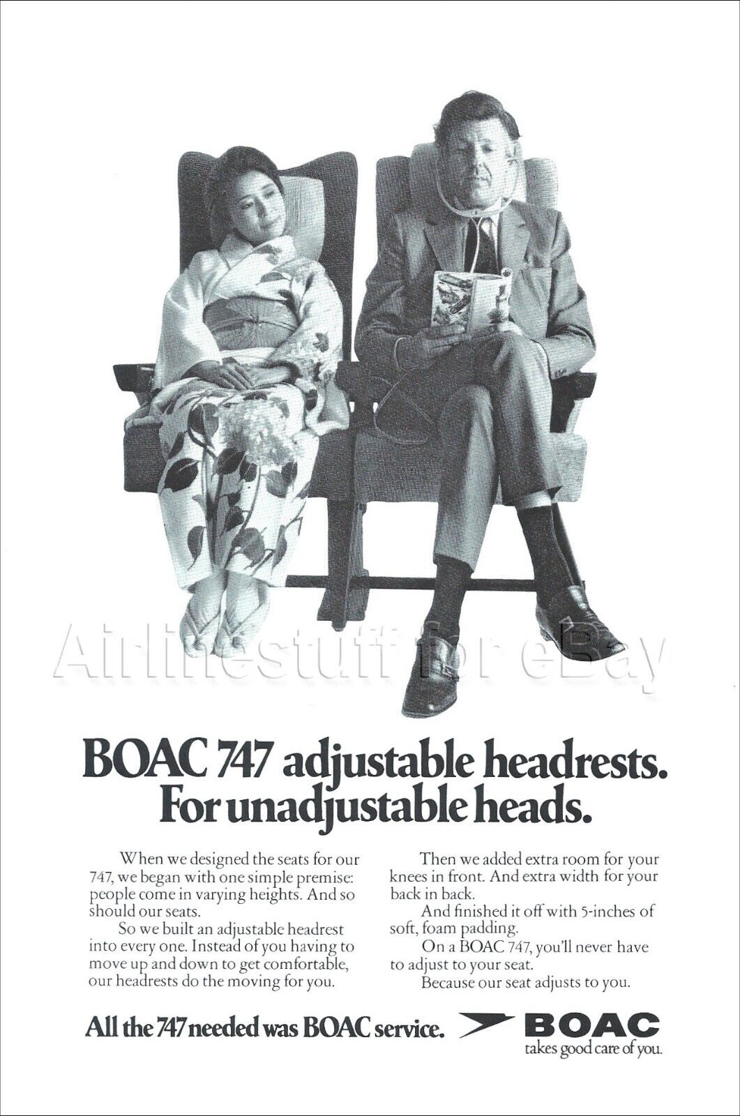 1972 BOAC British Overseas Airways Corp PRINT AD airlines advert BOEING 747
