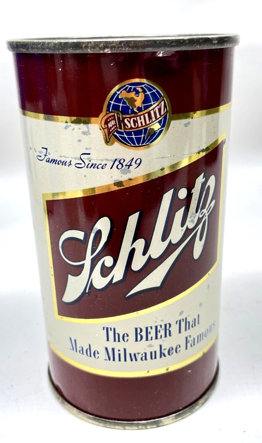 Vintage Early 1950\'s Schlitz Flat Top Beer Can GOOD SHAPE