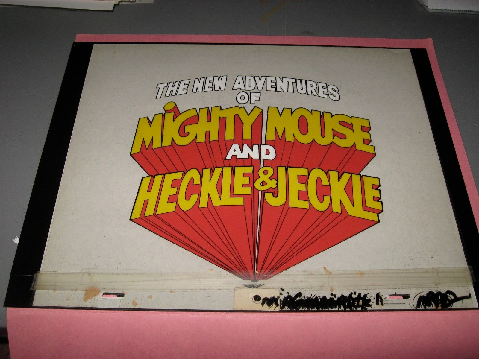 Mighty Mouse animation cel Heckle & Jeckle MAIN TITLE vtg cartoons art anime i12