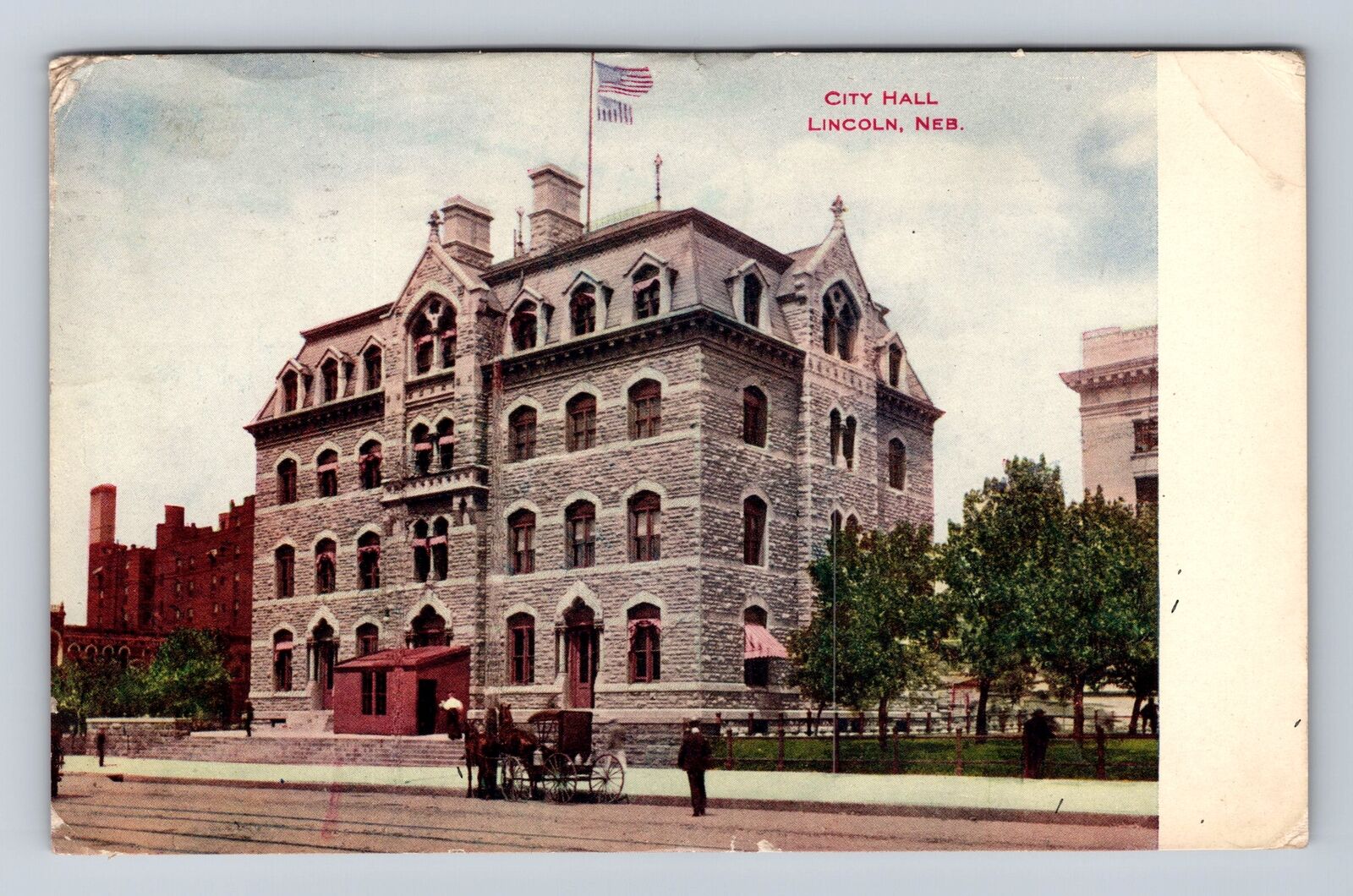 Lincoln NE-Nebraska, City Hall, Antique, Vintage c1911 Souvenir Postcard