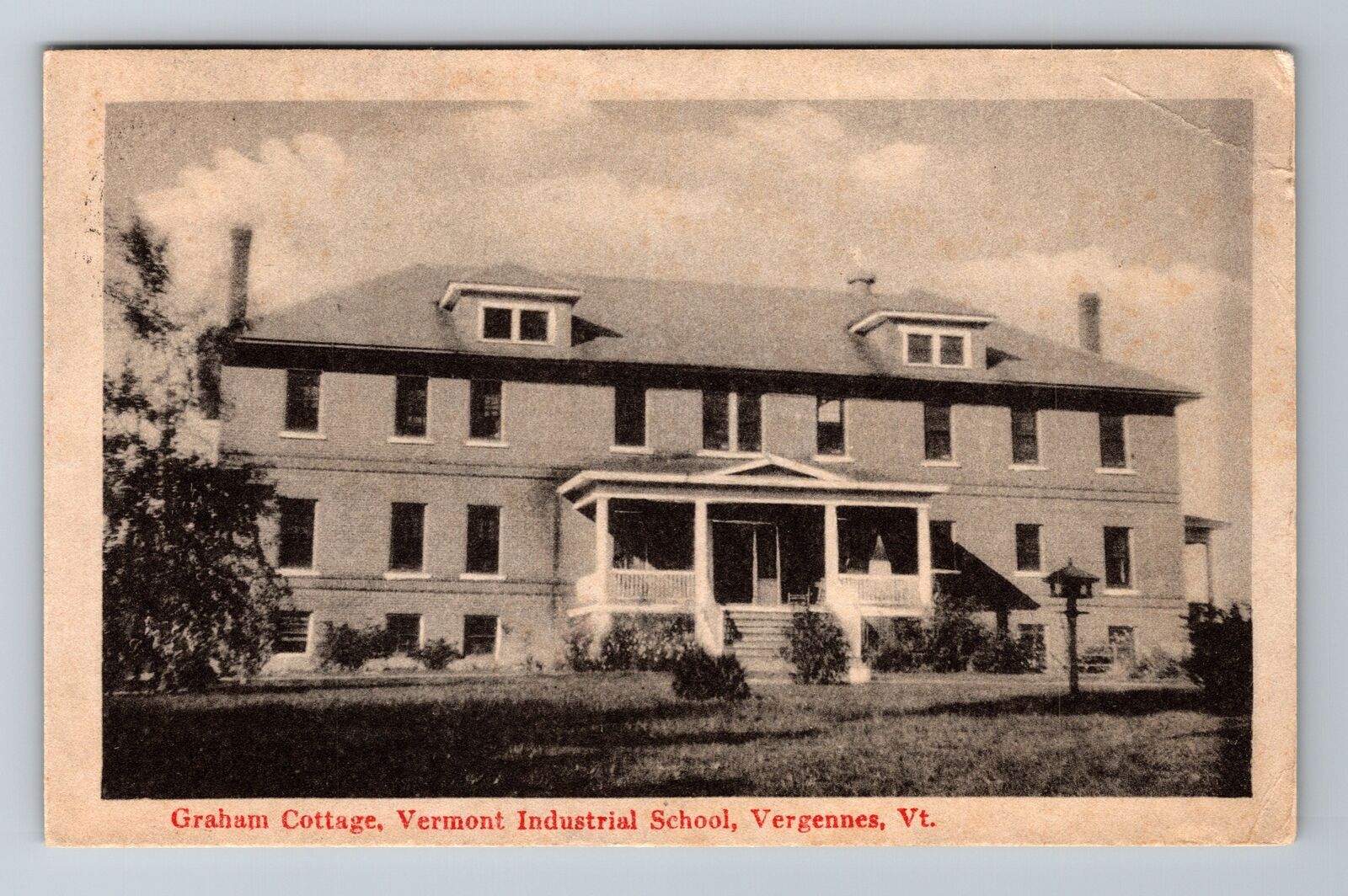 Vergennes VT-Vermont, Graham Cottage, Industrial School, Vintage c1921 Postcard