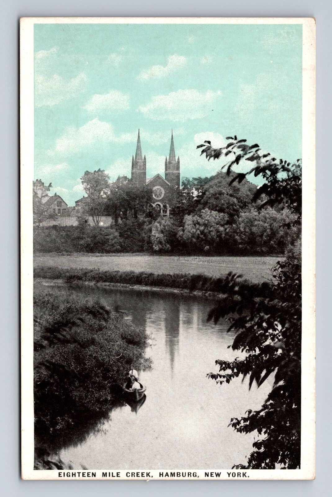 Hamburg NY-New York, Eighteen Mile Creek Scenic View Antique Vintage Postcard