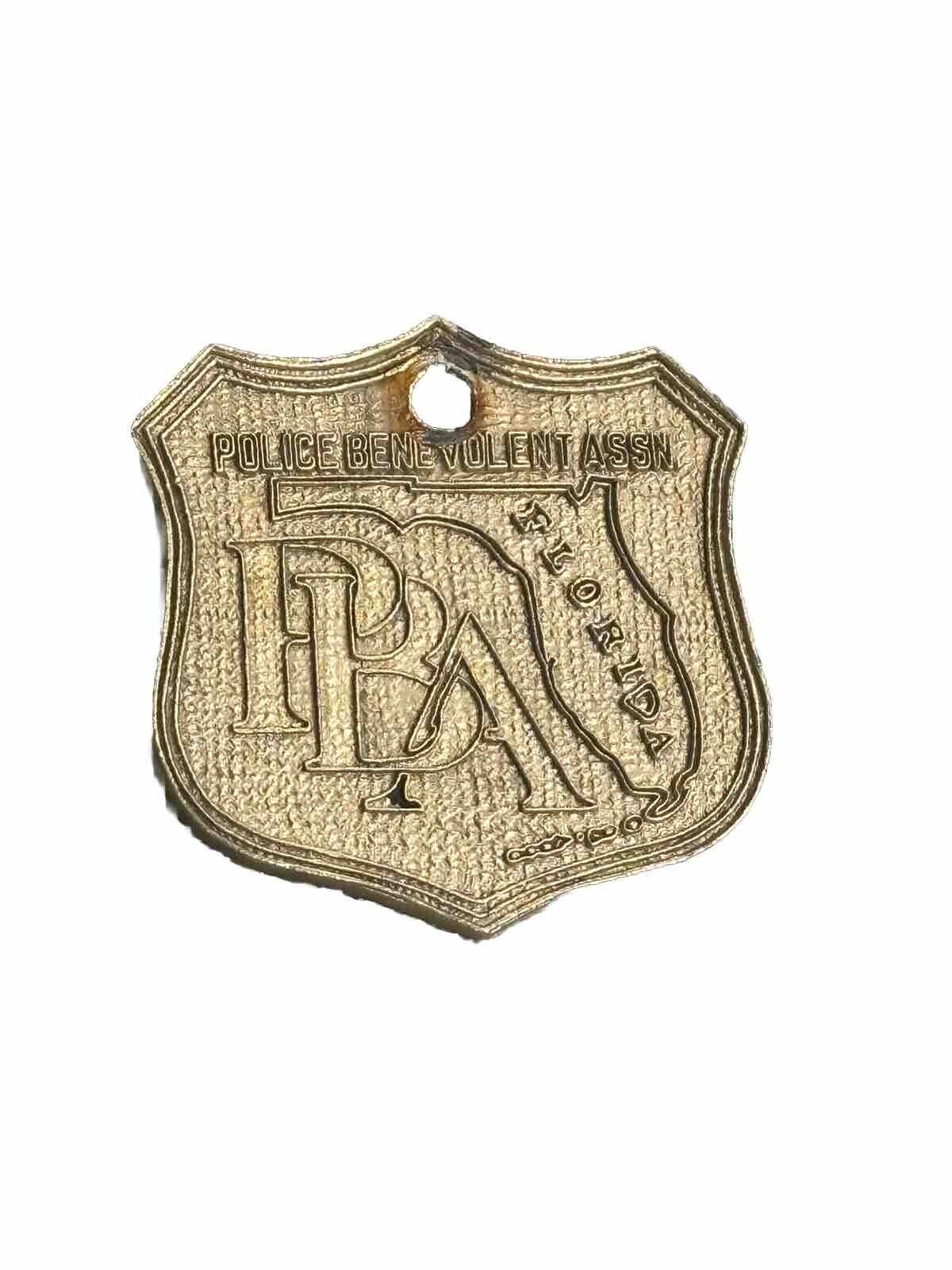 PBA FLORIDA LAW ENFORCEMENT SUPPORTER CAR GOLD POLICE LICENSE TAG SHIELD PLATE  