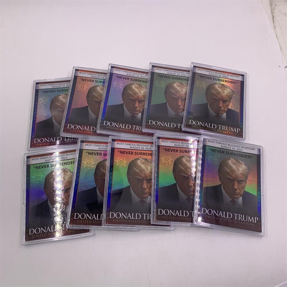 10pc US 45th President Donald Trump Never Surrender Mugshot Paper Card With Case