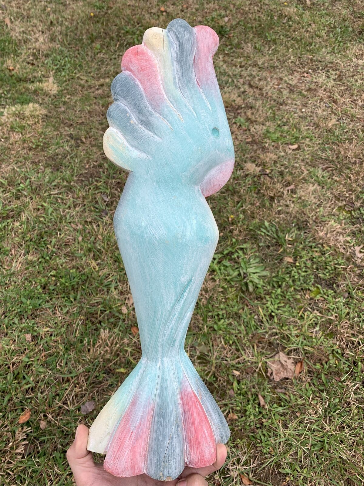 OOAK Rainbow Parrot Key West Jimmy Buffet Paradise Statue Hand Carved ❤️sj11h2s