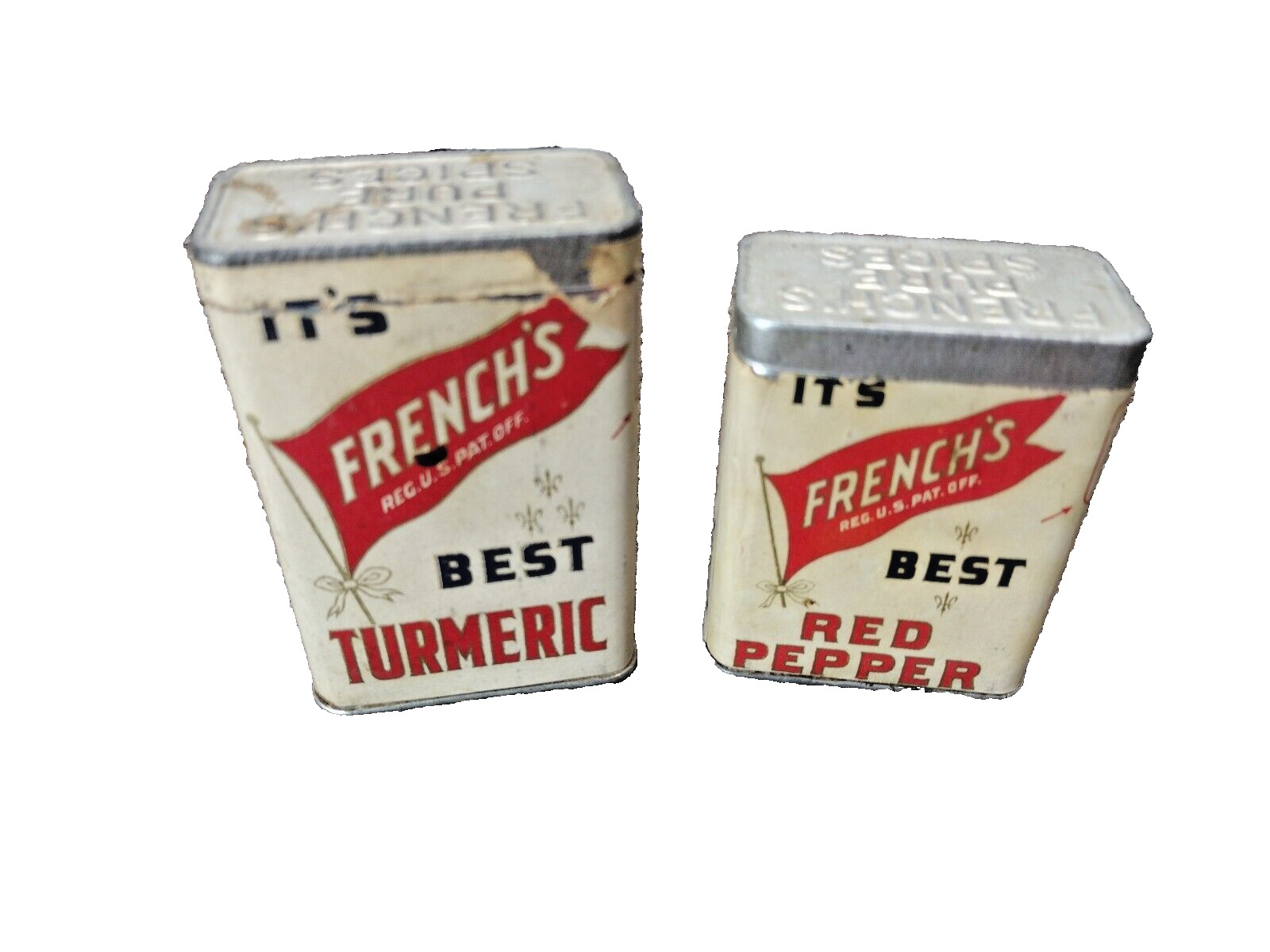 Vintage Spice Tin Can French\'s Ground Red Pepper and Best Tumeric French\'s Pure