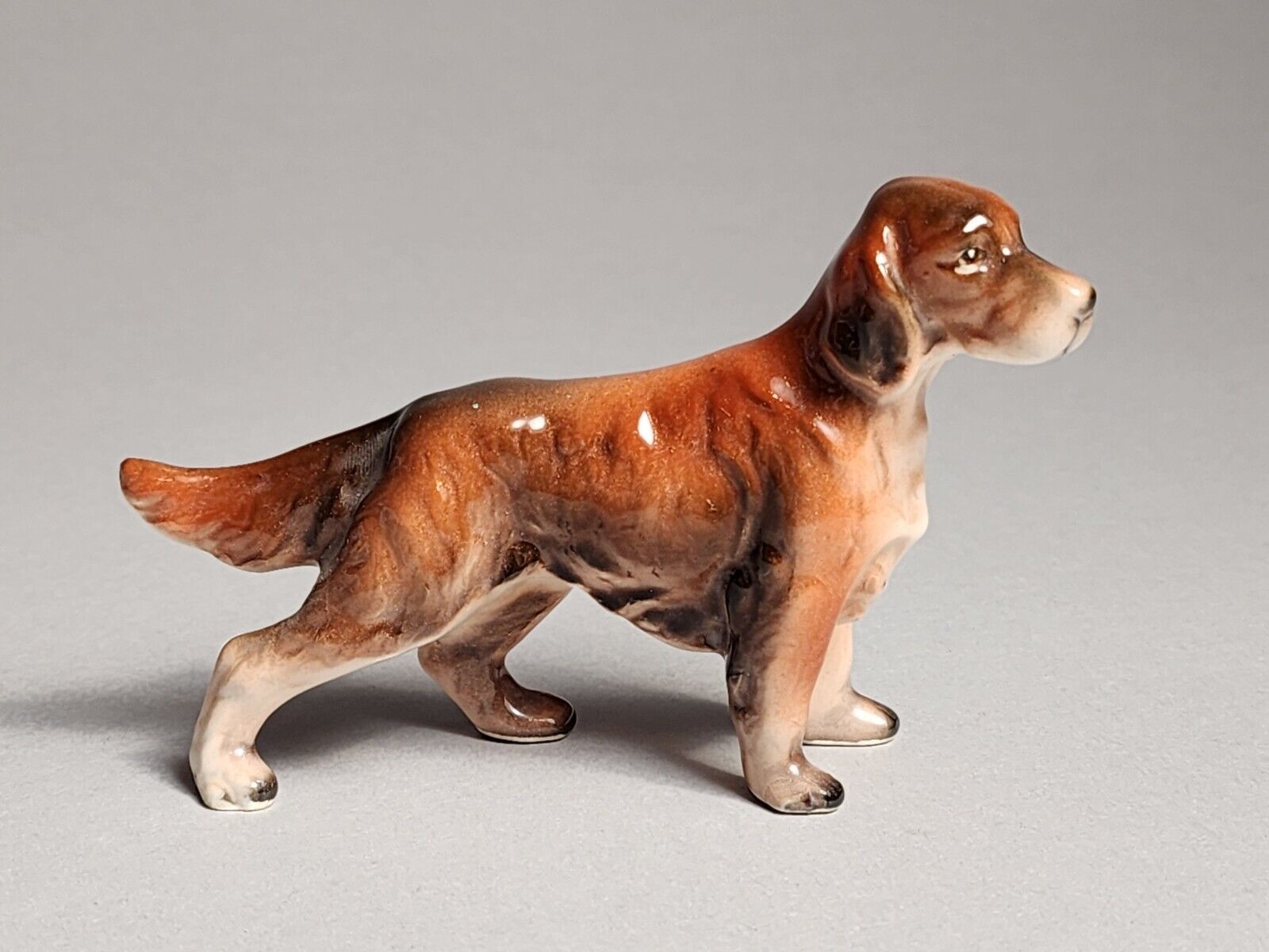 Adorable Irish Setter Vintage Fine Porcelain Hand Crafted & Painted Dog Figurine