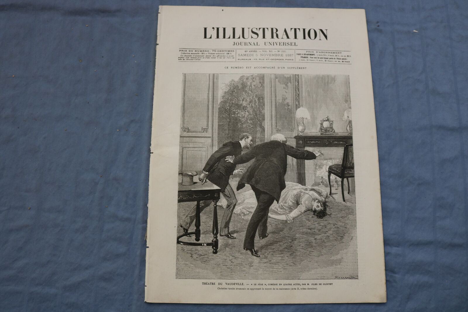 1887 NOV 5 L\'ILLUSTRATION JOURNAL UNIVERSEL-THEATRE DU VAUDEVILLE-FRENCH-NP 8550