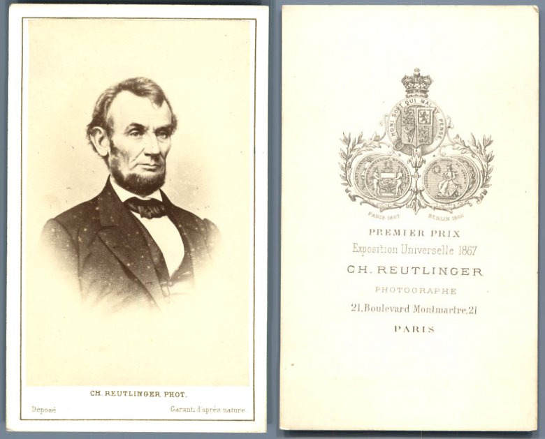 Reutlinger, Paris, Lincoln Vintage Business Card, CDV.Abraham Lincoln, born