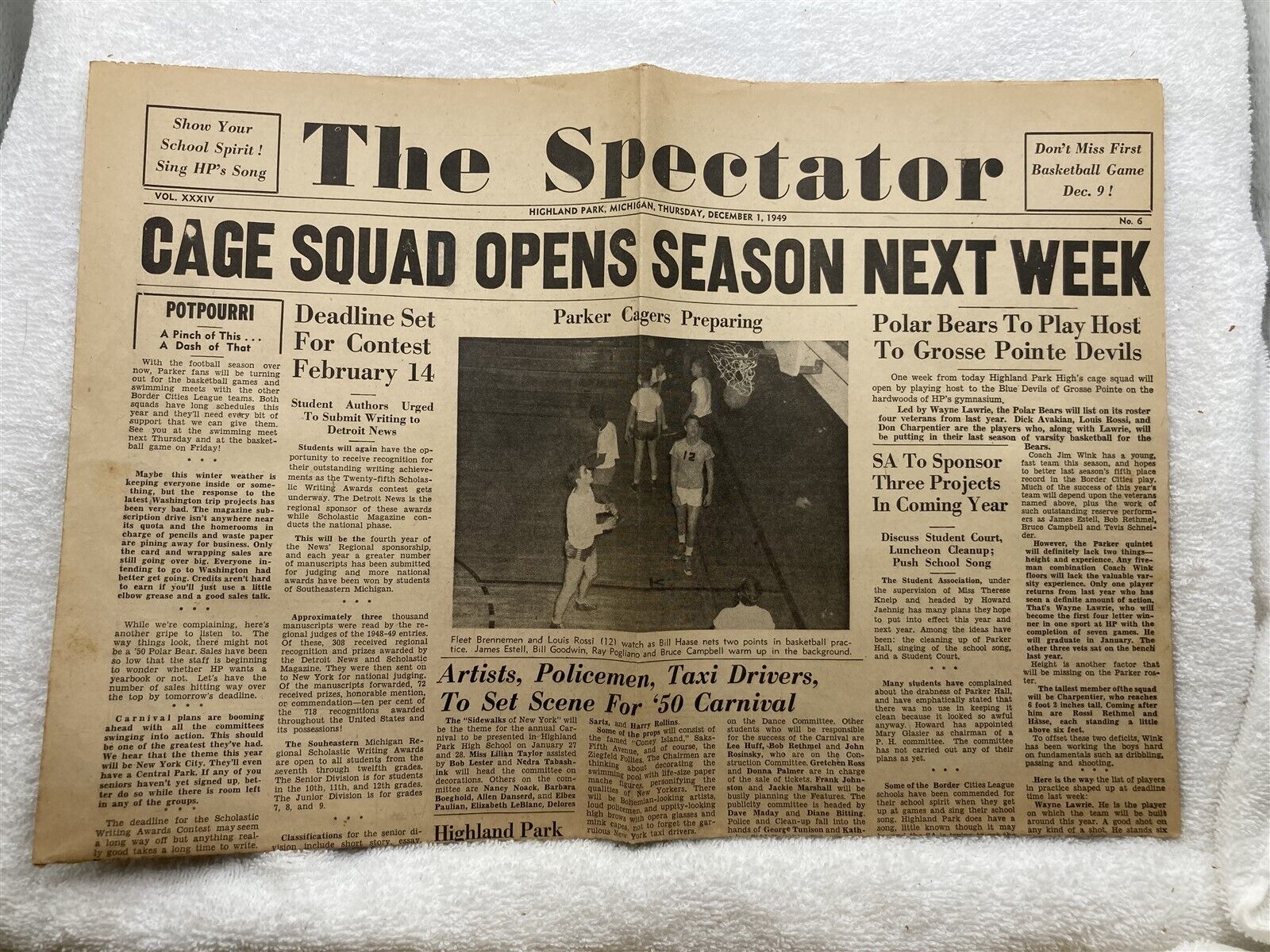 1949 December 1st Highland Park High School Newspaper Detroit MI  Vtg