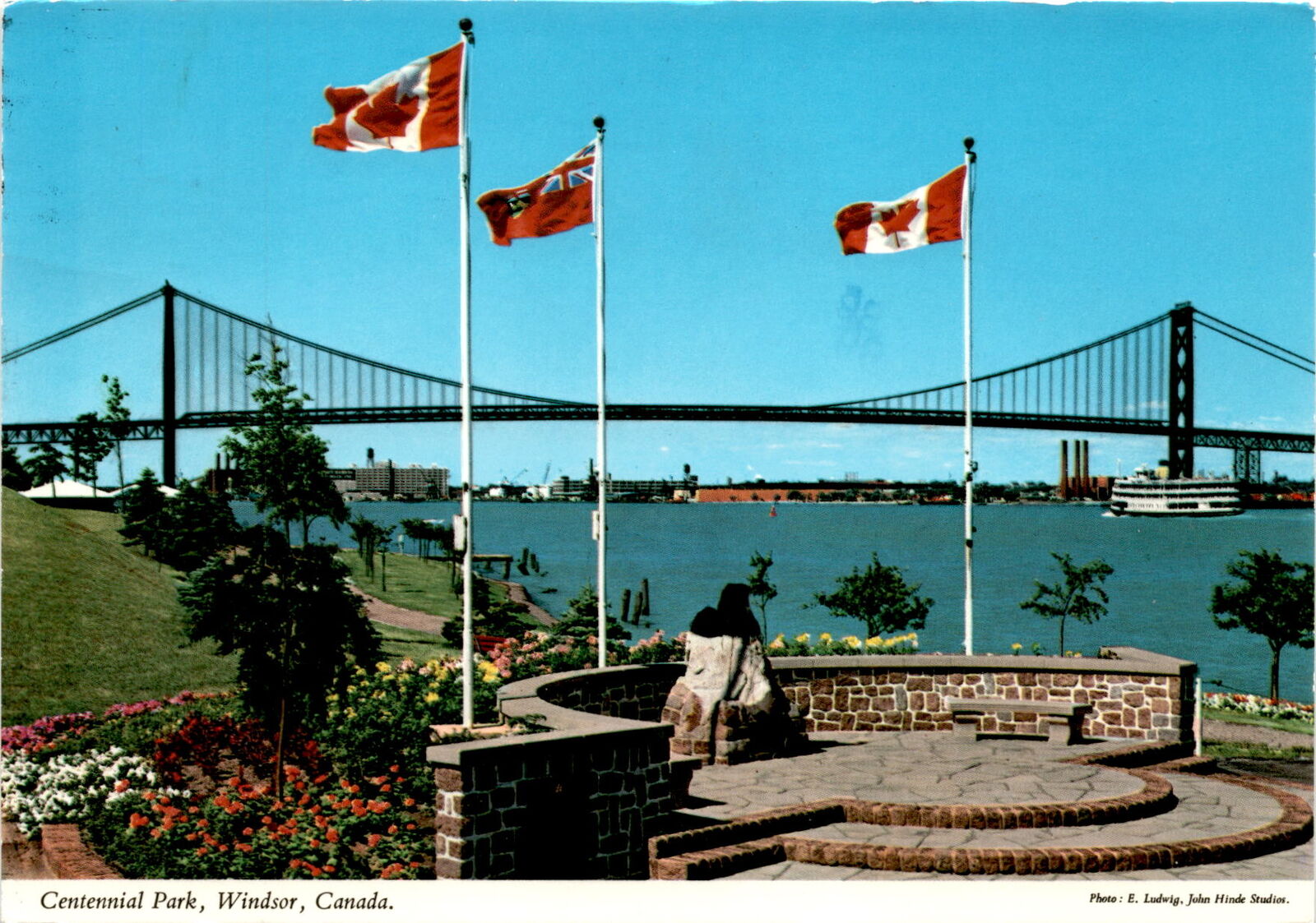 Vintage postcard of Centennial Park, Windsor, Canada