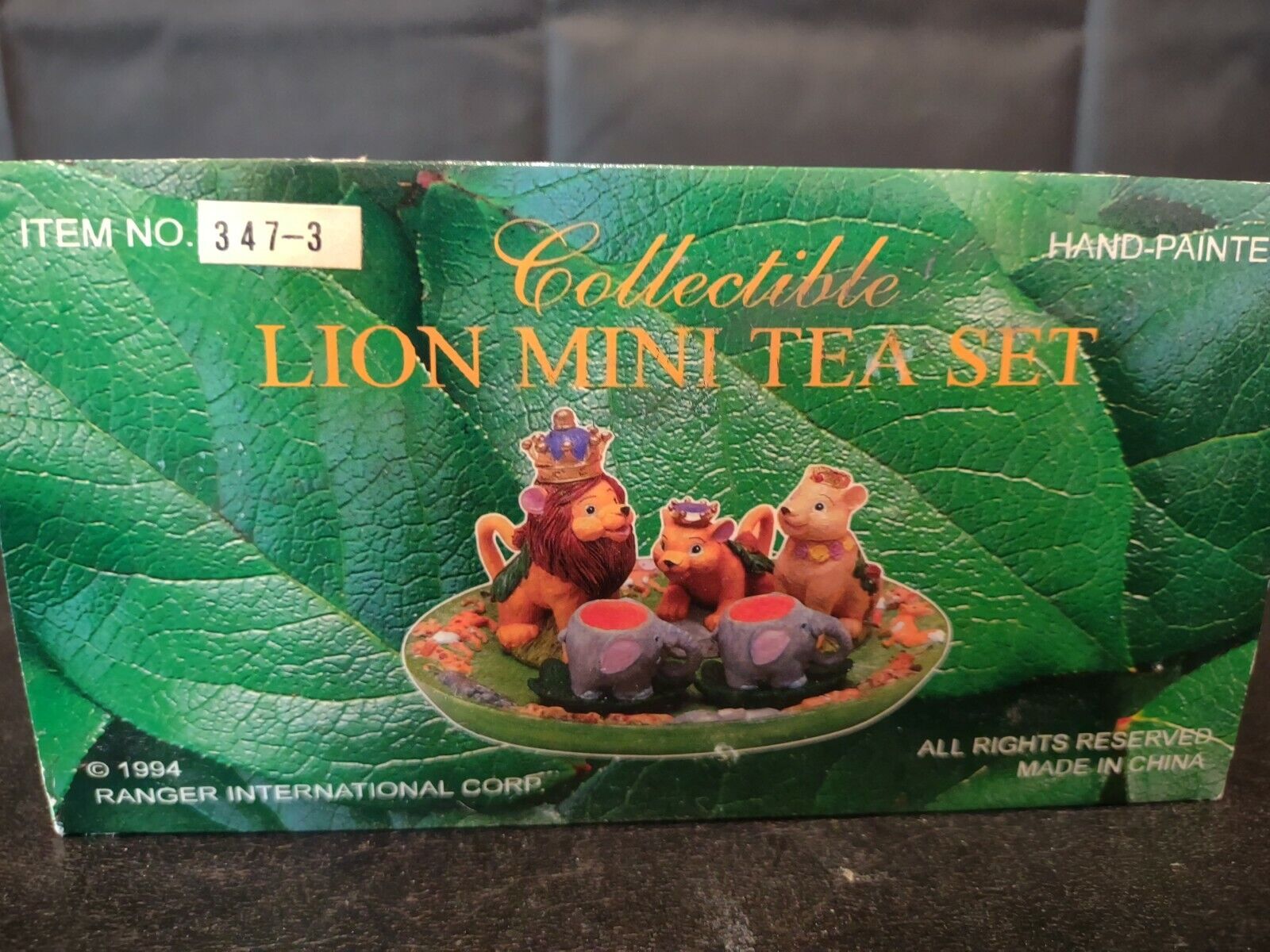 Vintage sealed 1994 Mini Lion Tea Set original box elephants jungle saucer 🦁🐘