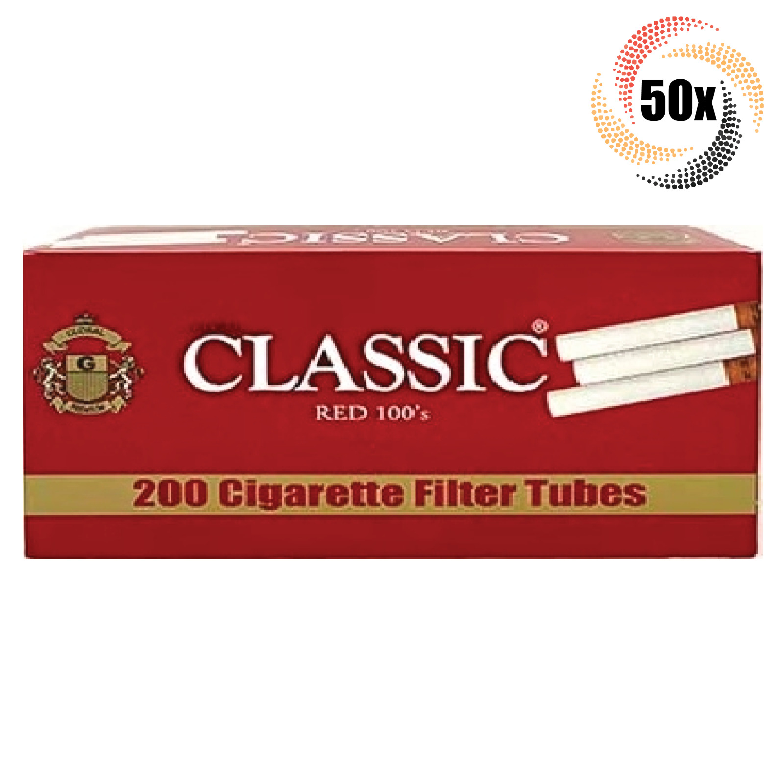 50x Boxes Classic Full Flavor 100MM 100's ( 10,000 Tubes ) Cigarette Tobacco RYO
