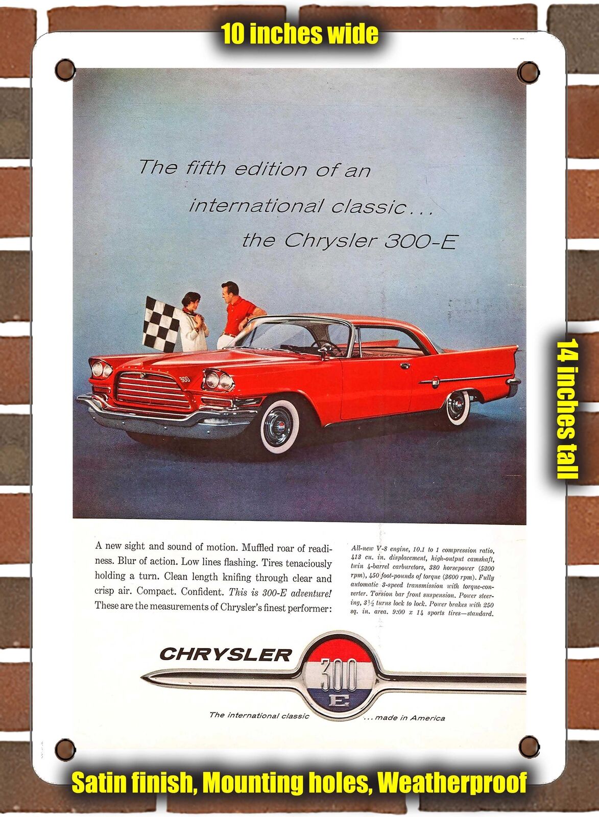 METAL SIGN - 1959 Chrysler 300 E Ad - 10x14 Inches