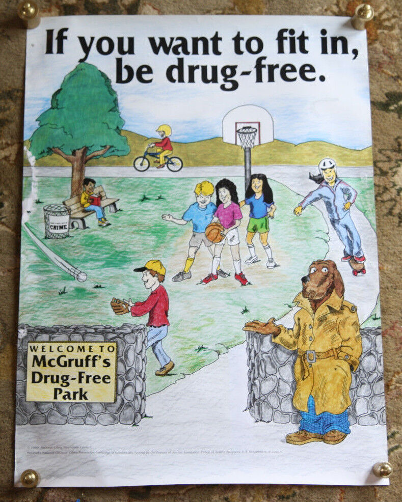 Rare McGruff\'s Park 1989 Take a Bite Out of Crime Vintage 1990s Anti Drug Poster